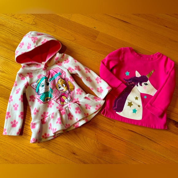Lot of 2 Toddler Girls Sweater size 2T Carters Unicorn NickelodeonPaw Patrol - Picture 1 of 13